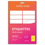 Office Star Boîte de 50 étiquettes adhésives multiusage format A4 210x297mm Star, planche A4, coloris jaune
