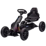 Gokart trampbil med handbroms, justerbart säte, växel framåt och bakåt, trampbil barnfordon Kettcar för barn 3-8 år svart Aosom