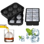 Ice Cube Trays(Set of 2),Silicone Ice Cube Tray Moulds with Non-Spill Lid ,6 Giant Ice Ball Cube Maker Best for Freezer, Baby Food, Water, Whiskey, Cocktail and Other Drink