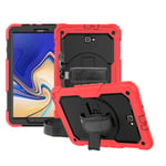 FANSONG Tablet Case Samsung Galaxy Tab A A6, Cover for 10.1 inch SM-T580 T585 Kids with Screen Protector 360° Stand Handle Shoulder Strap Shockproof Heavy for Samsung Galaxy Tab A 2016 / A6 2018 Red