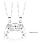 Magnetisk Game Controller Handkontroll Halsband Par Present - Silvrig Silver