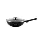 Herzog HR-3618: 32 cm marmorbelagd wok med aromaknopplock och avtagbart handtag
