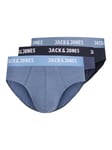 JACK & JONES Men's Jactyron Solid Briefs 3 Pack Underpants, Navy Blazer/Pack: Vintage Indigo-Coronet Blue, XL