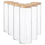 Scandi Glass Storage Jars with Wooden Lids 2 Litre Pack of 6