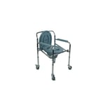 Mobiclinic - Chaise percee Chaise wc Pliable Avec couvercle roulettes et accoudoirs rembourres Acier chrome Muelle