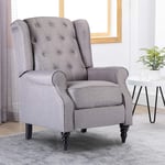 Ansley&HosHo-EU Padded Sofa Chaise Recliner Chair for Elderly People, Buttoned Fabric Lounge Couch Single Sofa Accent Upholstered Reclining Armchair for Living Room Recreation Room, Grey