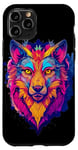 Coque pour iPhone 11 Pro Art du loup cosmique et galaxie vive