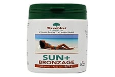 Accélérateur de Bronzage Sans Autobronzant - SUN + 60gélules -Carotte, Bourrache, Vitamine A, Beta Carotene, Vitamine E - Fabriqué en France