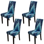 Xundefeng Dining Chair Covers Set of 4 Stretch Slipcover Elastic Stretchable Chairs Spandex Cover Protector for Hotel Party Wedding Dining Room Sound Wave Blue