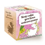 Feel Green Grow Your Own Licorne en Bois avec Gravure au Laser « Keep Calm You Have Unicorn Power » - Idée Cadeau Durable - Fabriqué en Autriche