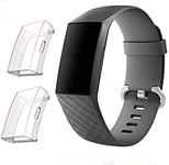 Fentace Screen Protector Compatible with Fitbit Charge 3 / Charge 4, 2 Pcs TPU Cover Case (white+white)