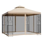 3x3Metre Gazebo Patio Pavilion Canopy Tent with Netting and Shelf