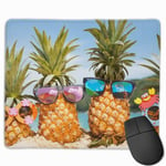 Beach Tropical Pineapple Mouse Pad with Stitched Edge Computer Mouse Pad with Non-Slip Rubber Base for Computers Laptop PC Gmaing Work Mouse Pad