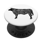 Parts of Cow Retro Beef Meat Cuts Butcher Chef Cook Gift PopSockets Support et Grip pour Smartphones et Tablettes
