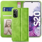 YATWIN Samsung Galaxy S20 Case, Samsung S20 4G / 5G Flip Wallet Leather Case with Card Slot and Shockproof Function Kickstand Phone Cases Cover for Samsung S20 - Green