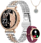 Montre Connectée Femme,1.27""Hd Smartwatch Avec Appel,120+ Sports,24h Fréquence Cardiaque Fonction Féminine Sommeil Spo2,Ip68 Podomètre Calorie Fitness Tracker Ios Android Or Rose Cadeau