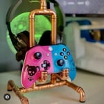 Handmade copper Xbox / playstation controller & headset holder stand 