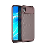 LLLi Mobile Accessories for HUAWEI Carbon Fiber Texture Shockproof TPU Case for Huawei Honor 8S (Black) (Color : Brown)