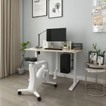 Höj- & sänkbart elskrivbord, grått stativ, bordsskiva i ek, 140x60 cm