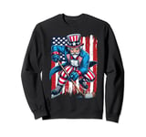 Uncle Sam Hockey Player 4th of July American Flag Sweatshirt