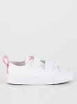 Converse Infant Girls Easy-On Velcro Ox Trainers - White/Pink, White/Pink, Size 2 Younger