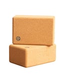 Manduka Cork Yoga Block - Resilient Material, Portable Fit & Easy to Grip, Comfortable Contoured Edges, Firm Stability for Balance and Support in Any Yoga Pose - Cork, 9''L x 6''H x 4''D (Pack of 2)