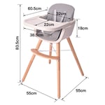 Chaise haute évolutive pour bébé, multi-fonction 2 en 1 / avec plateau / coussin confortable/(gris) - Sifree