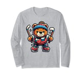 Bear Playing The Hockey - Bear Hockey Player Lover Long Sleeve T-Shirt