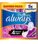 Always Platinum Secure Night (Size 4) Sanitary Towels Wings 56 Pads  (4 x 14)