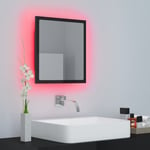 Badeværelsesspejl med LED-lys 40x8,5x37 cm akryl sort højglans
