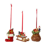 Villeroy & Boch – Nostalgic Ornaments ornament set: “Presents”, 3 pcs, boots, sleigh and present sack in hard-paste porcelain as tree decorations, multicoloured