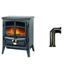 Dimplex TNG20E Tango 2 KW Optiflame Electric Stove, Black, 54.7 cm*29.5 cm*44.0 cm & DX0001 Stove Pipe, 45.6 cm*28.1 cm*12.42 cm