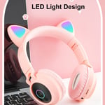 (1) Gaming Headphones Foldable Cat Ear Gaming Headset Deep Bass LED Light