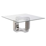 Sofabord Sølvfarvet Stål Aluminium Hærdet glas 100 x 100 x 45 cm