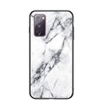 BeyondTop Marble Case for Samsung Galaxy S20 FE 5G Marble Clear Tempered Glass Case Soft Silicone Phone Cover Compatible with Samsung Galaxy S20 FE 5G (White)