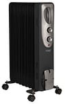 Russell Hobbs 650W Oil Filled Radiator, 9 Fin Portable Electric Heater - Black, Adjustable Thermostat, Safety Cut-off, 10 m sq Room Size, ‎RHOFR5002B-AZ, 2 Year Guarantee