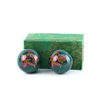 lachineuse - Coffret Boules Qi Gong Bonheur - Boules Chinoises Anti Stress en Émail ⌀ 40 mm - Boules de Santé - Coffret Cadeau Relaxation Zen - Objet Asiatique Japon Chine Feng Shui - Coloris Vert