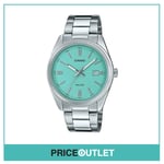 Casio MTP-1302PD MTP-1302PD-3AVEF Classic Watch - Silver / Turquoise - BRAND NEW