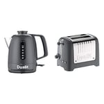 Dualit 72313 Domus Kettle, 3000 W, 1.5 liters, Grey & 2 Slice Lite Toaster | 1.1kW Toasts 60 Slices an Hour | Polished with High Gloss Grey Trim | Bagel & Defrost Settings | 36 mm Wide Slots | 26204