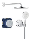 GROHE Precision SmartControl - Concealed Shower System with 2 Valves Thermostat (Mono 31 cm Round Head Shower, SmartActive 13 cm Round Hand Shower 3 Sprays, Hose 1.5m, Circular Trim), Chrome, 34877000