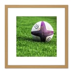 Sport Rugby Ball Field World Cup Photo 8X8 Inch Square Wooden Framed Wall Art Print Picture with Mount