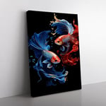 Siamese Fighting Fish Gothic Art No.3 Canvas Print for Living Room Bedroom Home Office Décor, Wall Art Picture Ready to Hang, 76x50 cm (30x20 Inch)