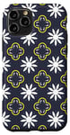 Coque pour iPhone 11 Pro Slate Gray White Yellow Midnight Blue Flower Moroccan Mosaic