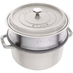 STAUB Gryta Rund med Ångkorg 24 cm Vit