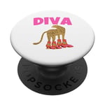 Funny Diva Panther in Boots, Animal Leopard and Shoes Diva PopSockets PopGrip Interchangeable