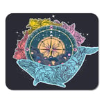 Mousepad Computer Notepad Office Antique Compass and Floral Whale Tattoo Mystical Symbol of Adventure Dreams and Home School Game Player Computer Worker Inch