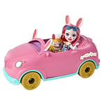 Enchantimals Coffret Lapinmobile, Voiture avec Une Mini-poupée Bree Lapin et Une Figurine Twist, et des Accessoires de Jeu, Jouet pour Enfant, HCF85