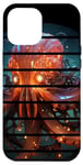 Coque pour iPhone 13 Pro Max Cercle rétro orange pieuvre yeux lumineux créature de la mer profonde