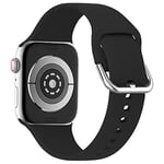lopolike Compatible avec Apple Watch Band 42/44/45 mm pour homme/femme/homme Bracelet de rechange en silicone respirant Accessoires pour iWatch Ultra SE Série 8/7/6/5/4/3/2/1 Noir, noir, 38/40/41mm