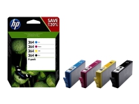 HP 364 - 4-pack - svart, gul, cyan, magenta - original - blekkpatron - for Deskjet 35XX Photosmart 55XX, 55XX B111, 65XX, 7510 C311, 7520, Wireless B110